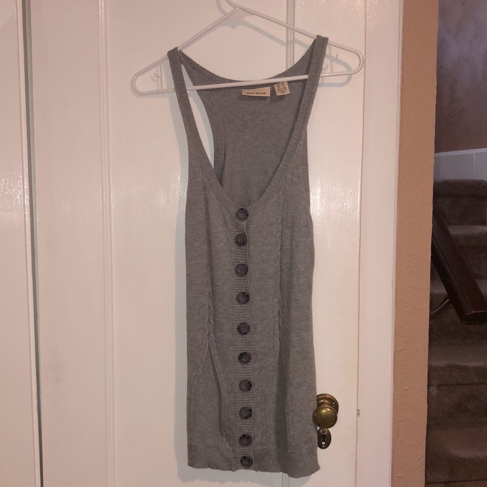 DKNY Long Grey Sweater Vest